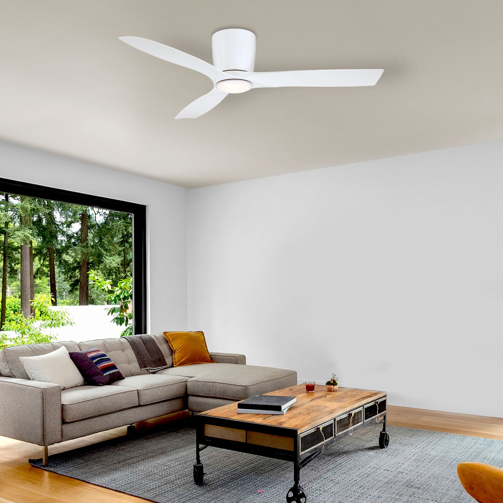 Mercator 132cm White 3 Blade Smart Ceiling Fan with LED Wi-Fi Smart with Grid Connect