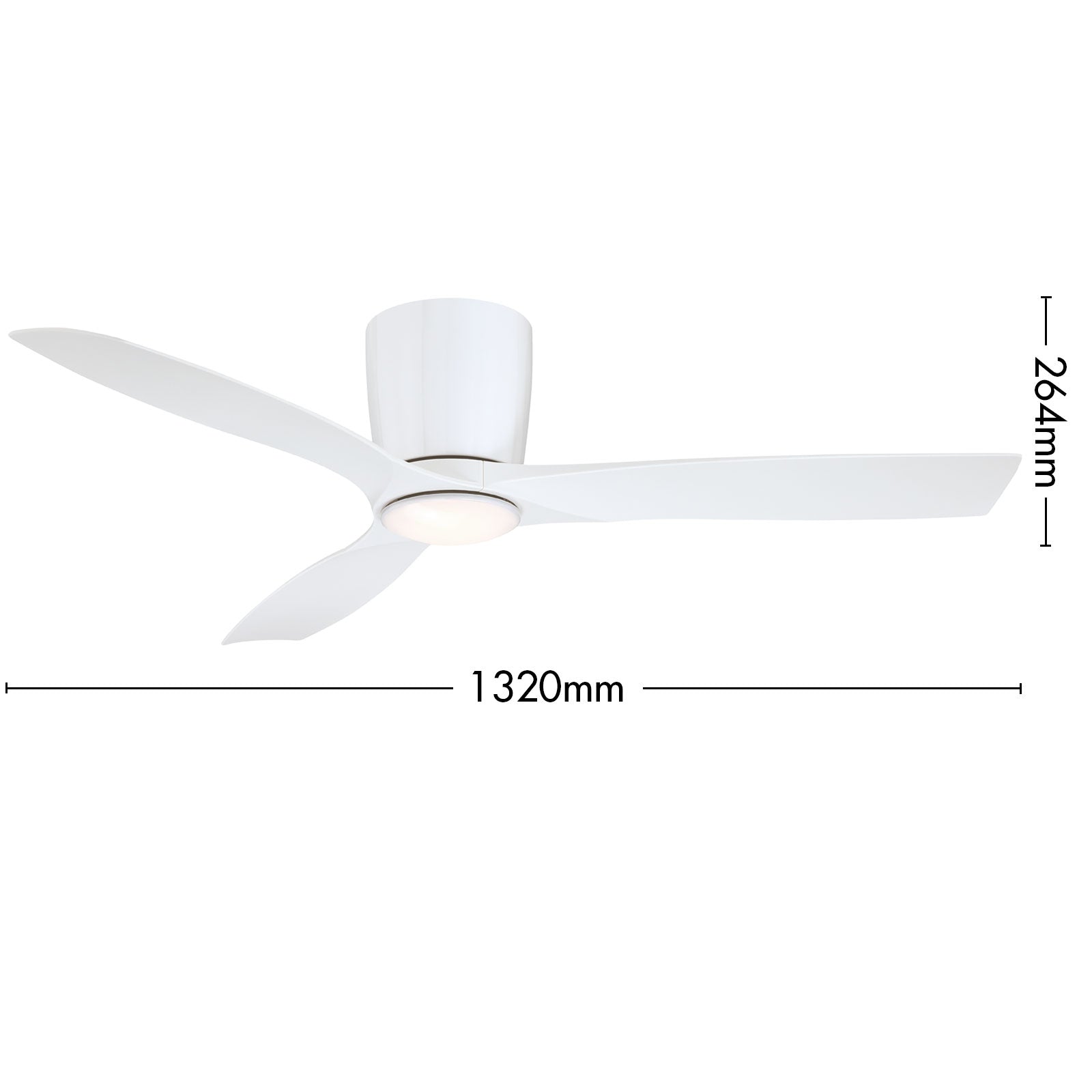 Mercator 132cm White 3 Blade Smart Ceiling Fan with LED Wi-Fi Smart with Grid Connect