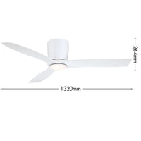 Mercator 132cm White 3 Blade Smart Ceiling Fan with LED Wi-Fi Smart with Grid Connect