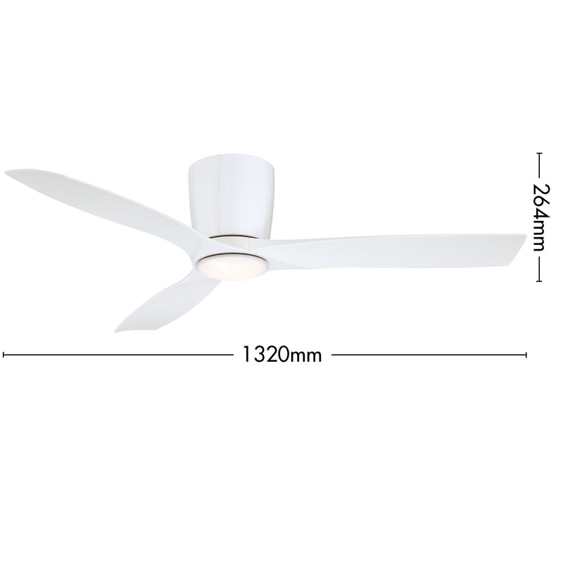 Mercator 132cm White 3 Blade Smart Ceiling Fan with LED Wi-Fi Smart with Grid Connect