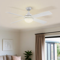 Mercator Smart Grid Connect 132cm White 4-Blades Grange Ceiling Fan with Tricolour LED