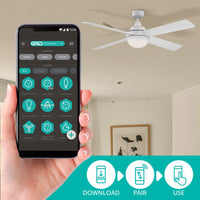 Mercator Smart Grid Connect 132cm White 4-Blades Grange Ceiling Fan with Tricolour LED