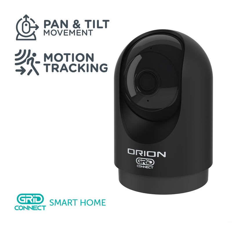 Orion 4MP smart indoor pan and tilt camera, black Grid Connect Wi-Fi security camera