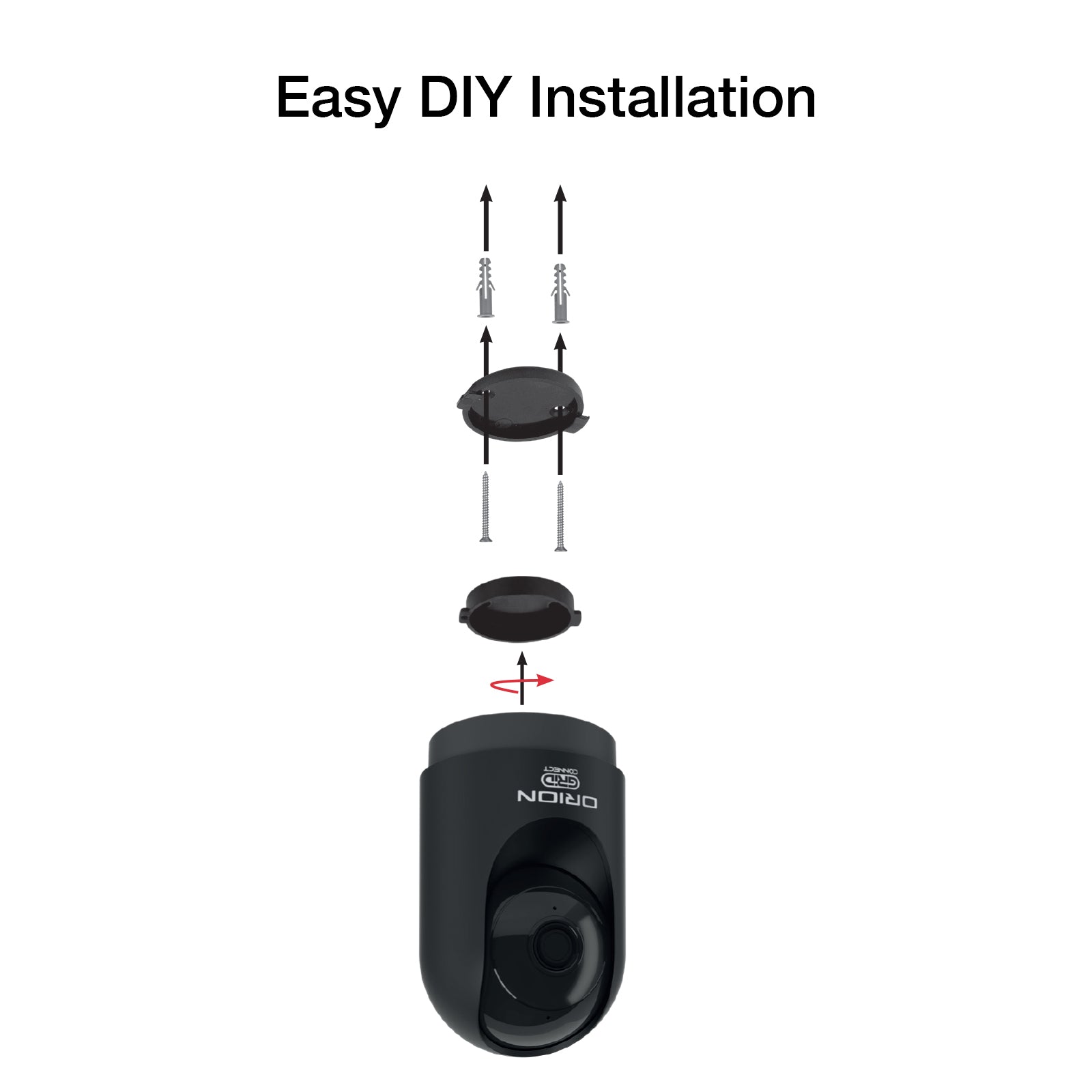 Orion 4MP smart indoor pan and tilt camera, black Grid Connect Wi-Fi security camera
