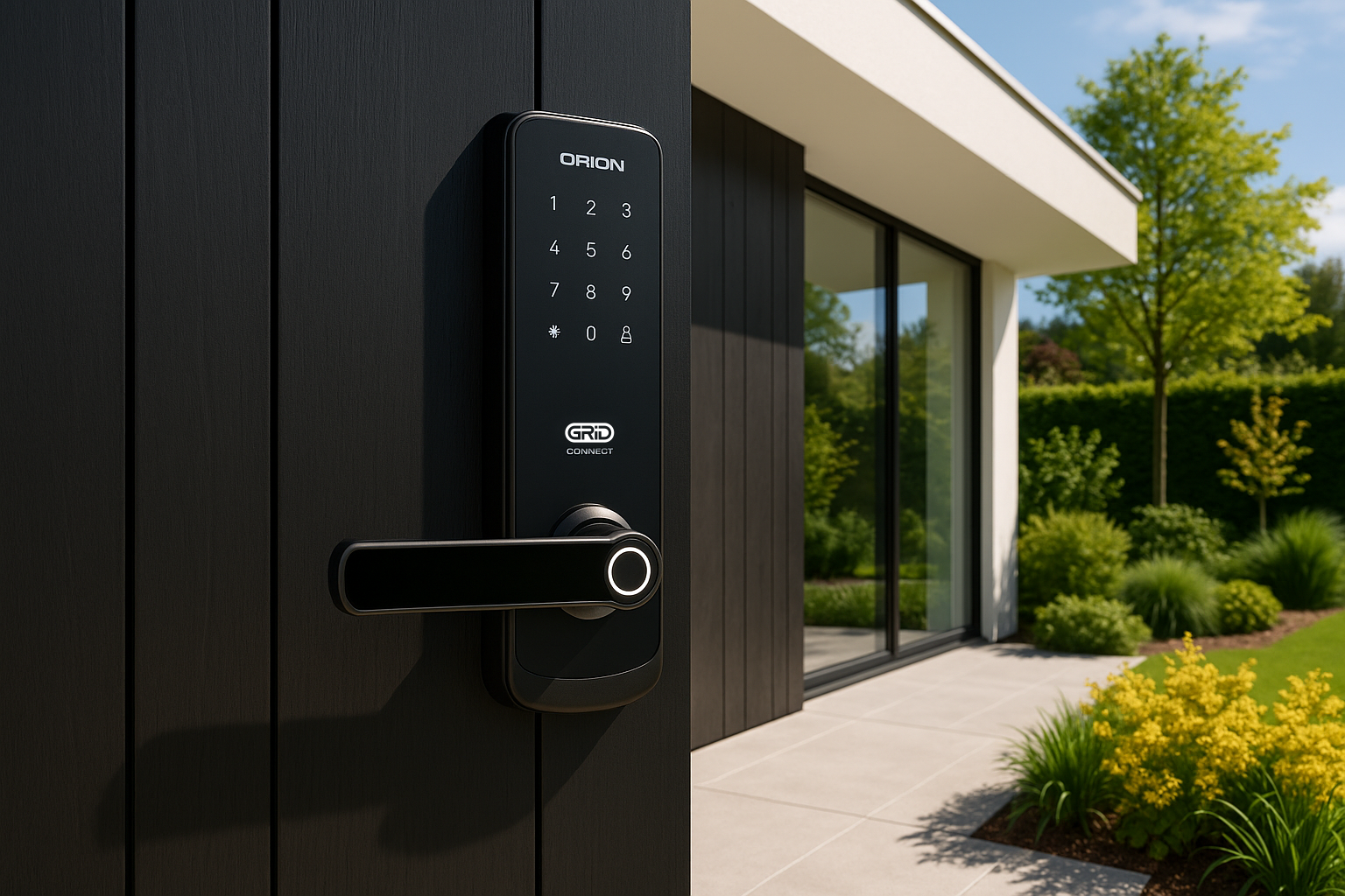 Orion Grid Connect Smart Lock – Wi-Fi smart door lock, keyless entry, Grid Connect app, Google Assistant & Alexa compatible, Bunnings smart home security
