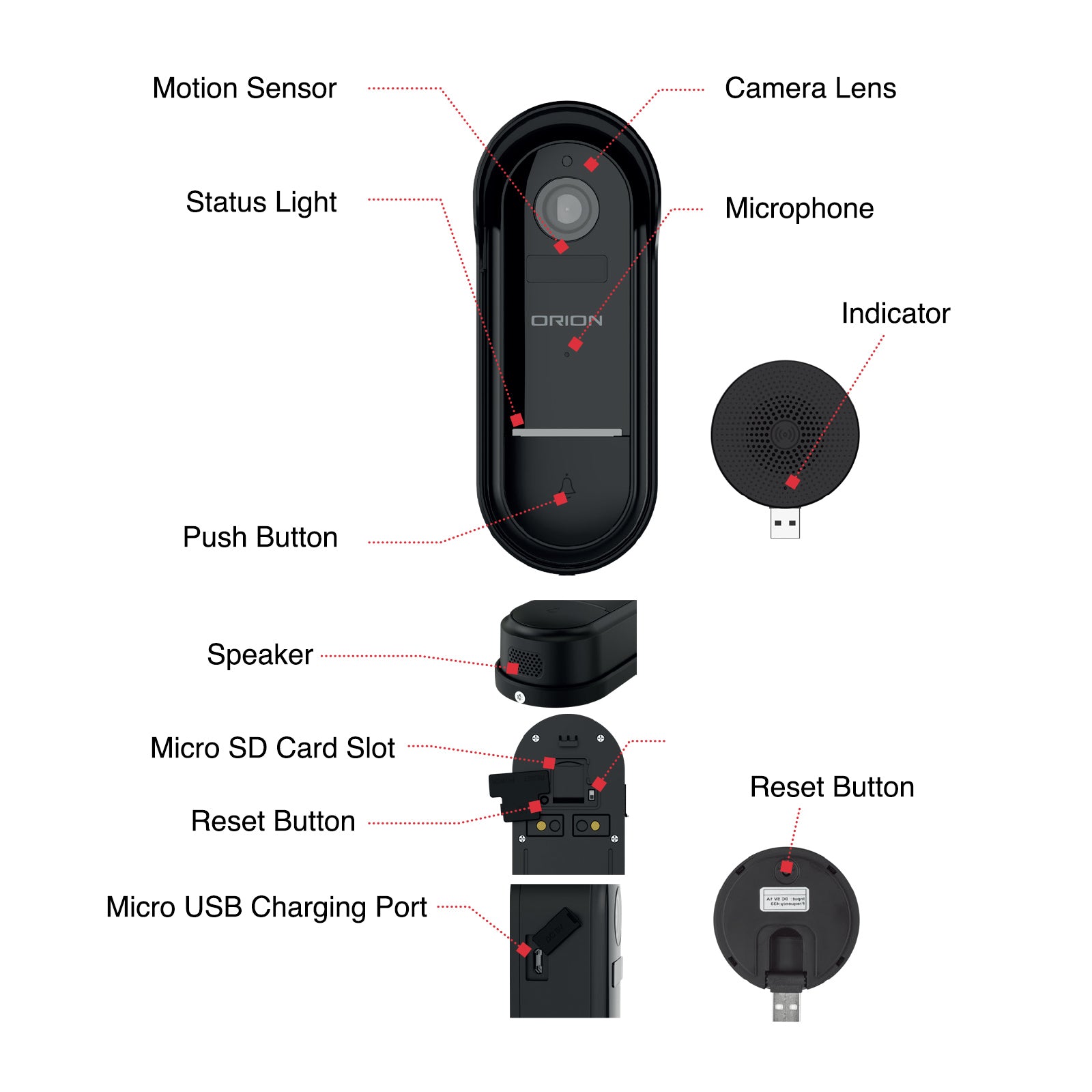 Orion Grid Connect Smart 2K-Pro Rechargeable Video Doorbell Security Camera