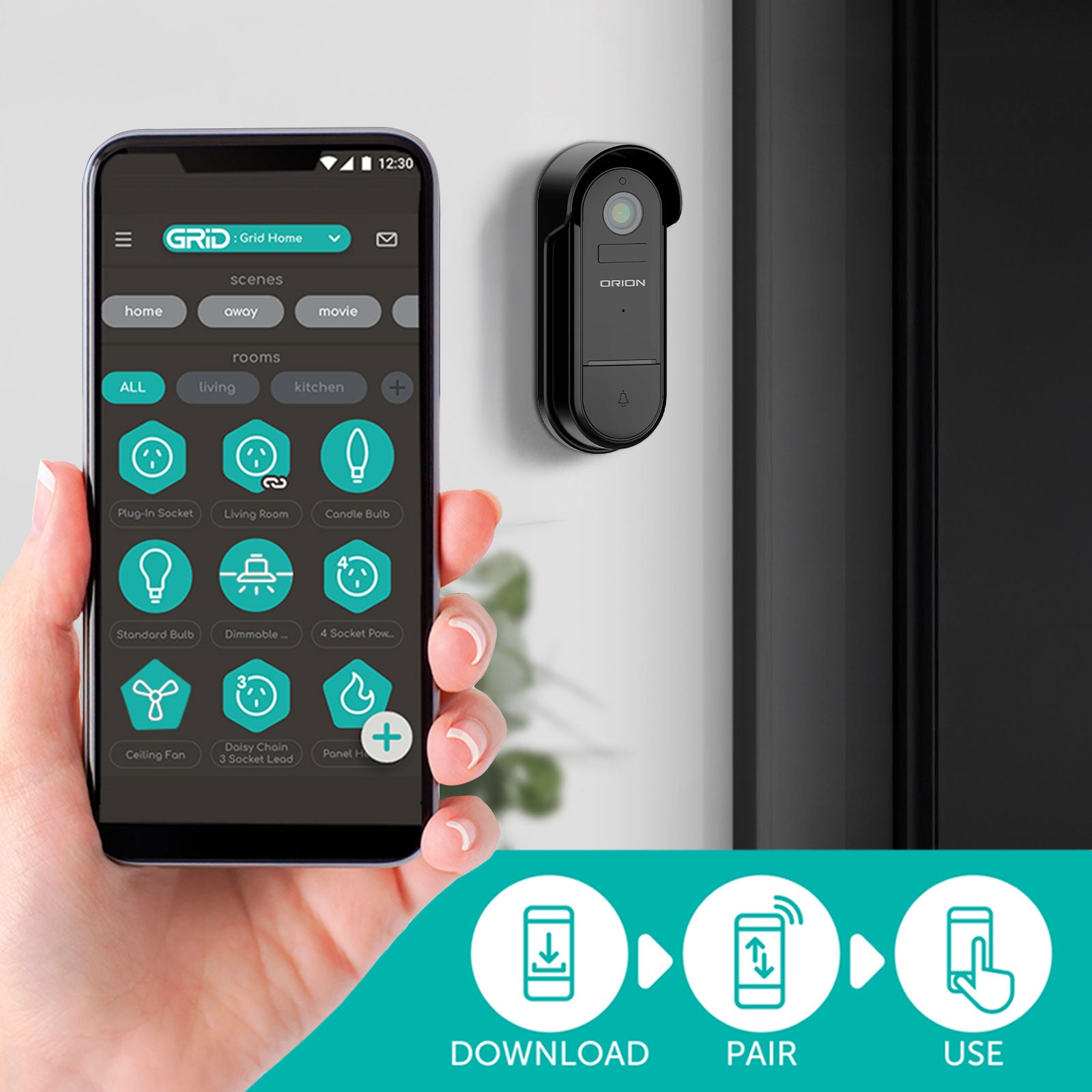 Orion Grid Connect Smart 2K-Pro Rechargeable Video Doorbell Security Camera