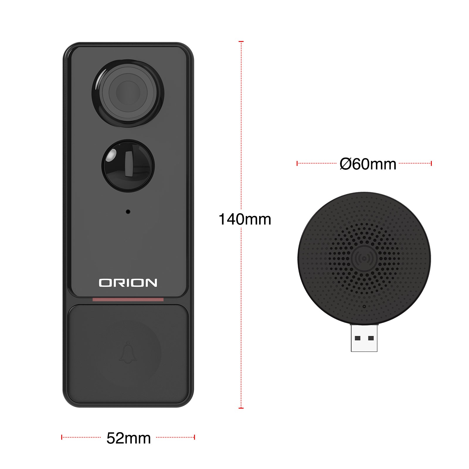 Orion Smart Rechargeable Video Doorbell Camera Wi-Fi home security Smart with Grid Connect