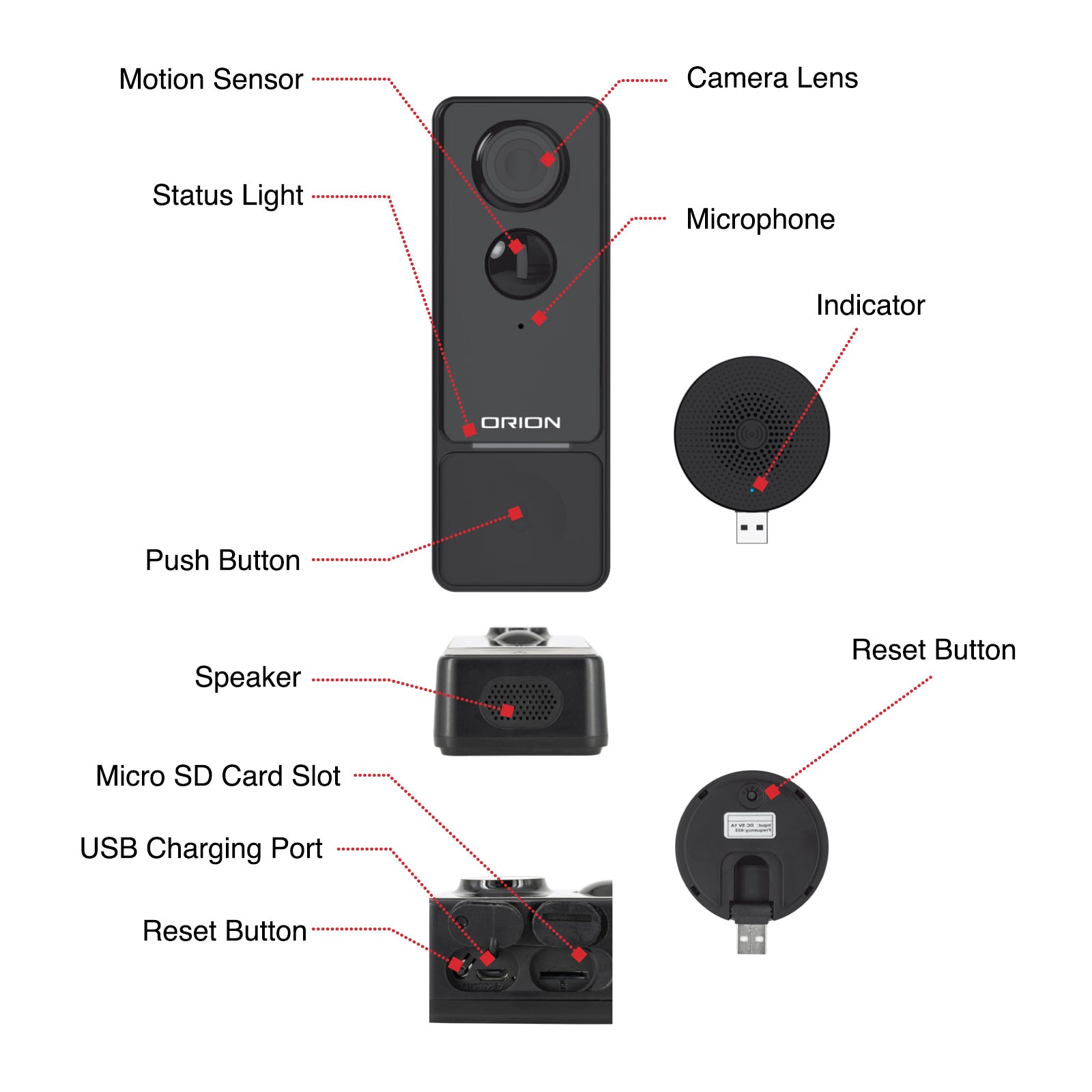 Orion Smart Rechargeable Video Doorbell Camera Wi-Fi home security Smart with Grid Connect