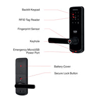 Orion Grid Connect Smart Fingerprint Entrance Lock with Remote Access