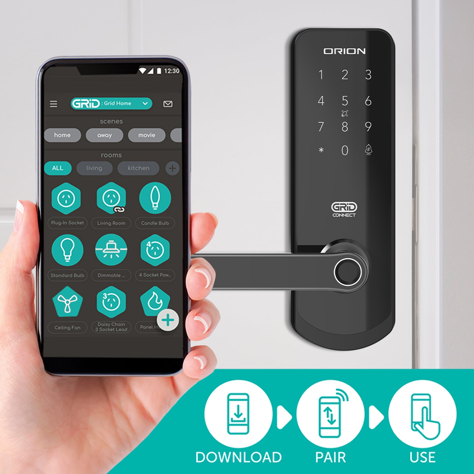 Orion Grid Connect Smart Fingerprint Entrance Lock with Remote Access