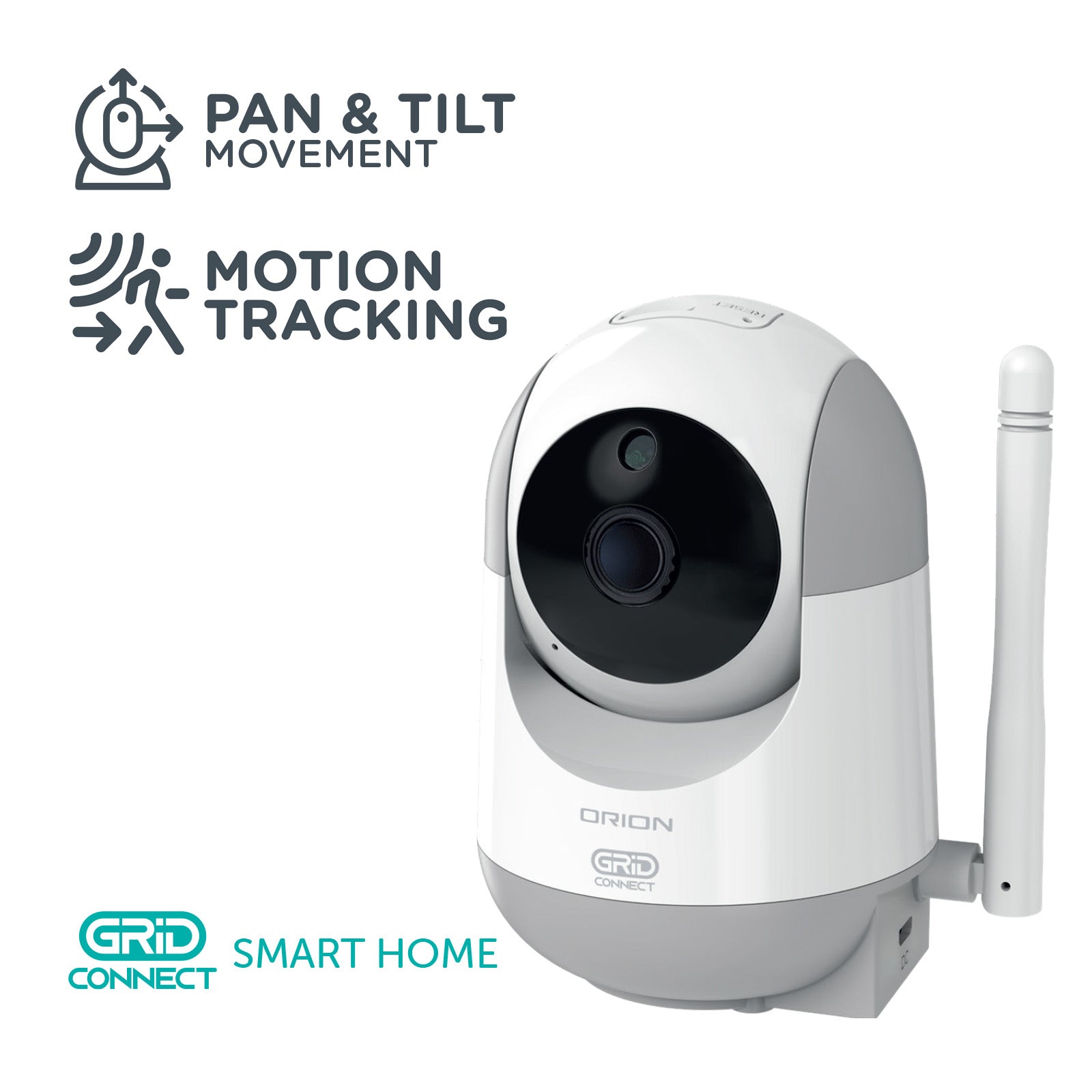 Orion 1080p HD smart pan and tilt security camera, white Grid Connect Wi-Fi camera