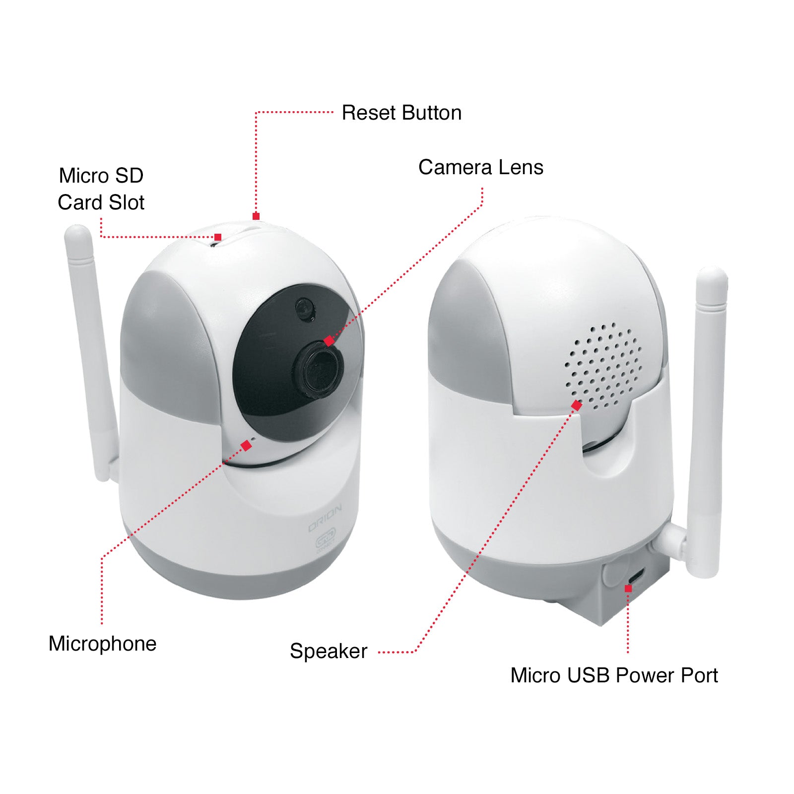 Orion 1080p HD smart pan and tilt security camera, white Grid Connect Wi-Fi camera