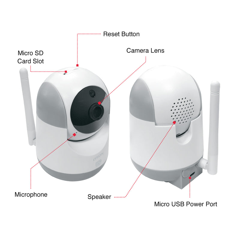 Orion 1080p HD smart pan and tilt security camera, white Grid Connect Wi-Fi camera