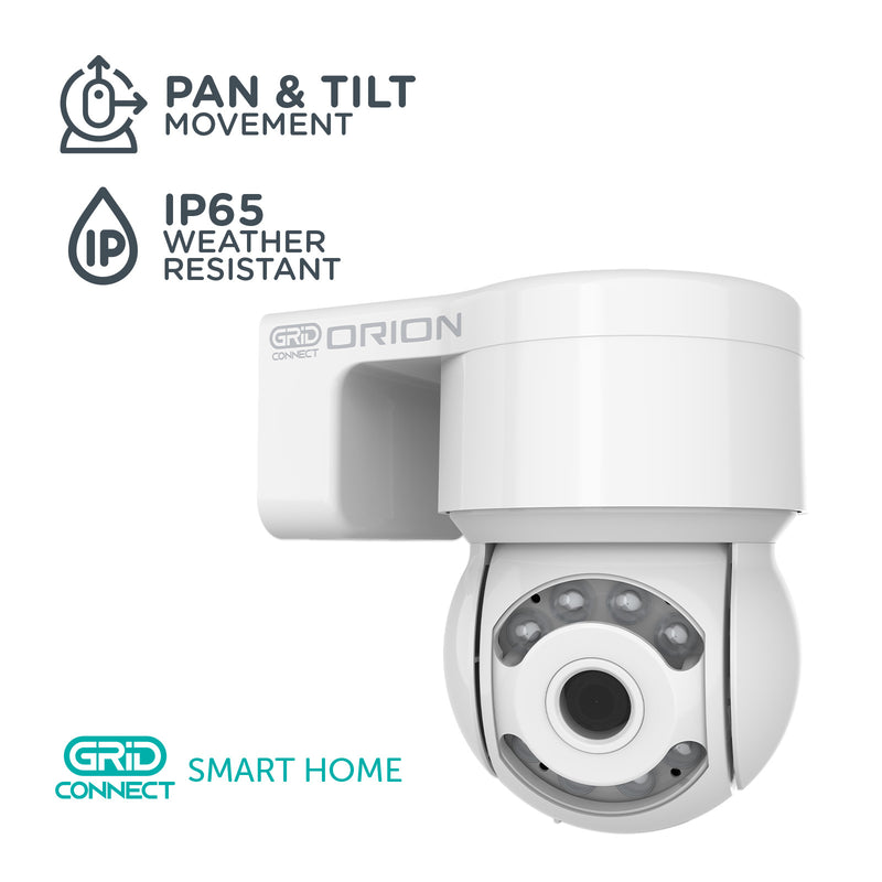 Orion 3MP smart outdoor pan and tilt security camera, Grid Connect Wi-Fi camera