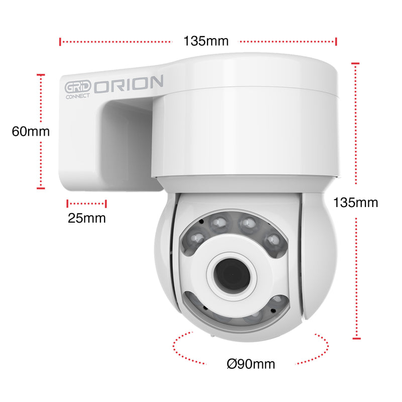 Orion 3MP smart outdoor pan and tilt security camera, Grid Connect Wi-Fi camera