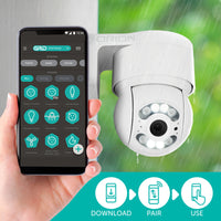 Orion 3MP smart outdoor pan and tilt security camera, Grid Connect Wi-Fi camera