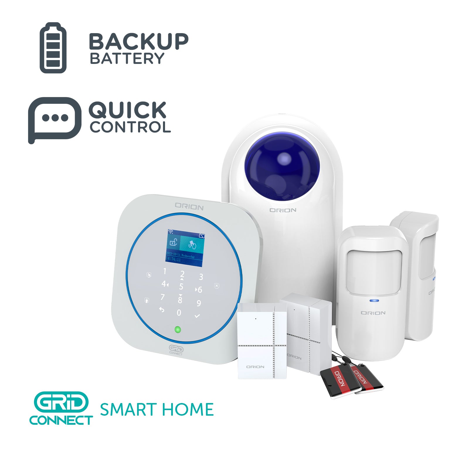 Orion Smart Alarm System Kit with Keypad Wi-Fi security system Smart with Grid Connect