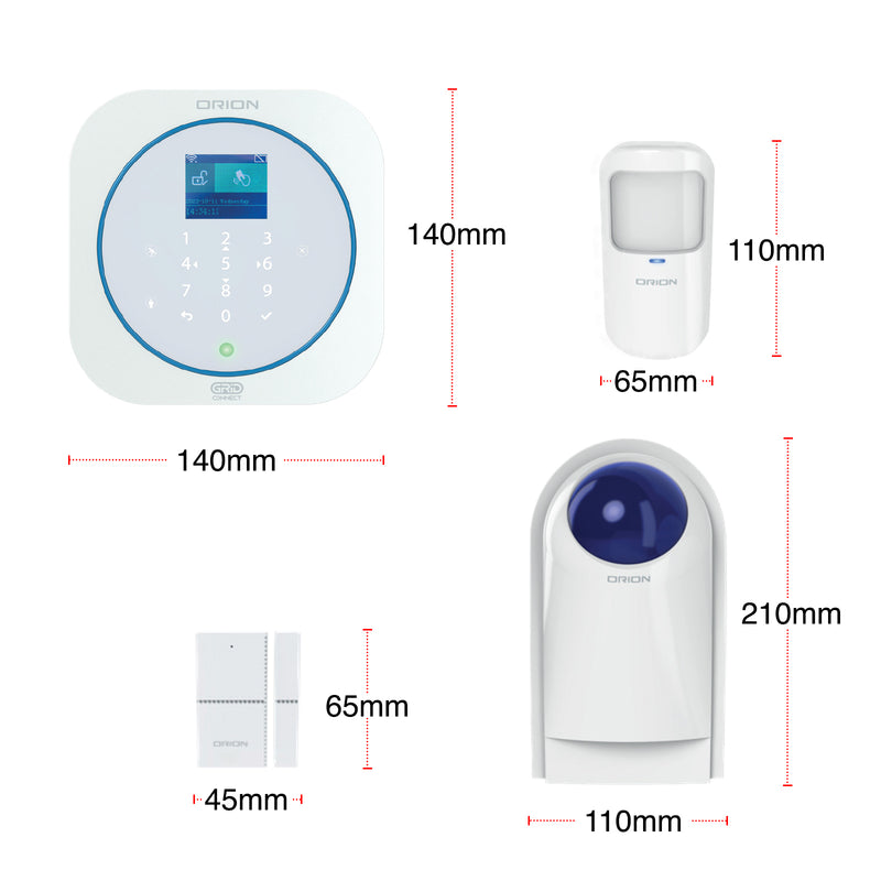 Orion Smart Alarm System Kit with Keypad Wi-Fi security system Smart with Grid Connect