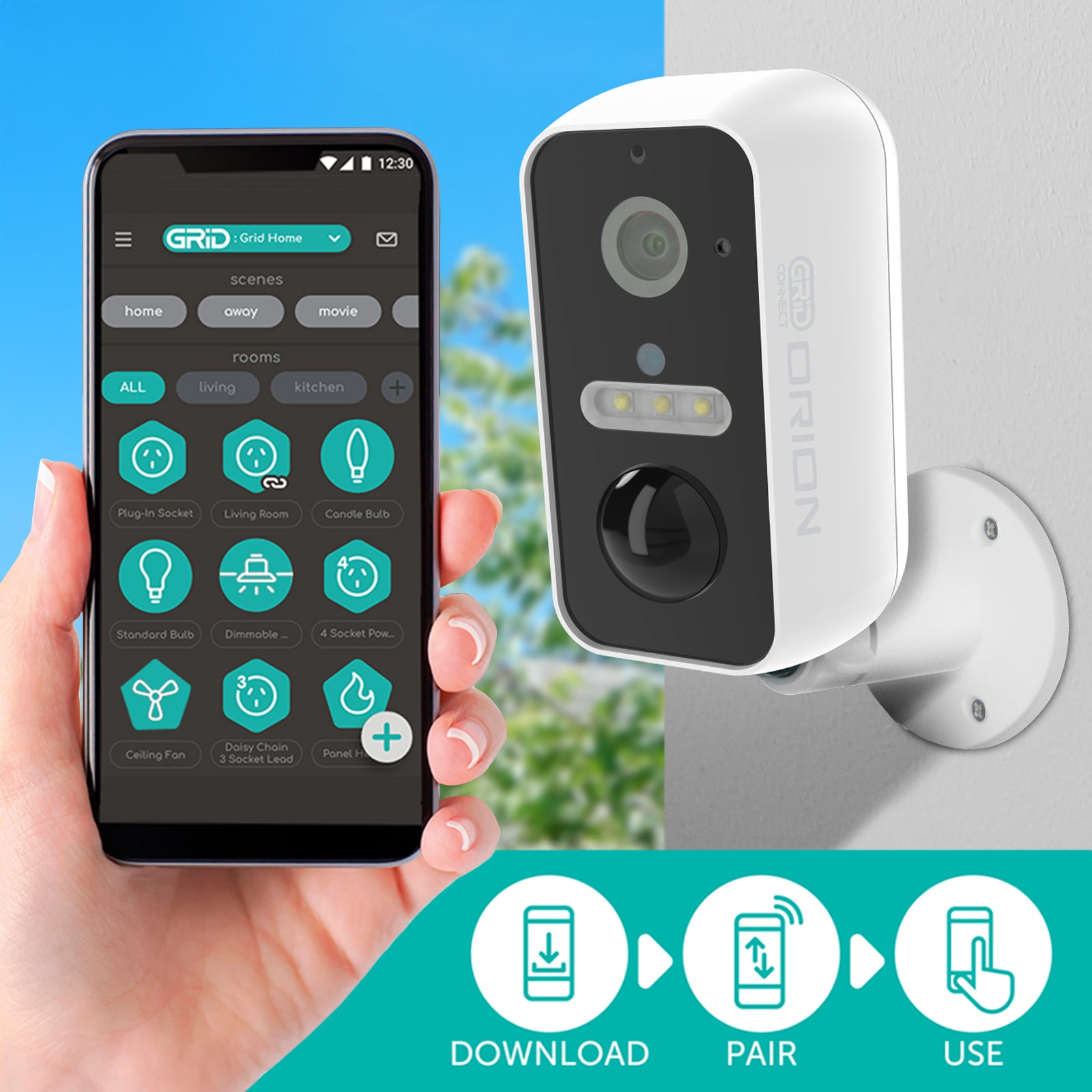 Orion Grid Connect Smart Rechargeable 2K-Pro Wireless Security Camera