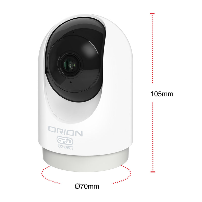 Orion 2K-Pro smart indoor pan and tilt Wi-Fi security camera, Grid Connect system