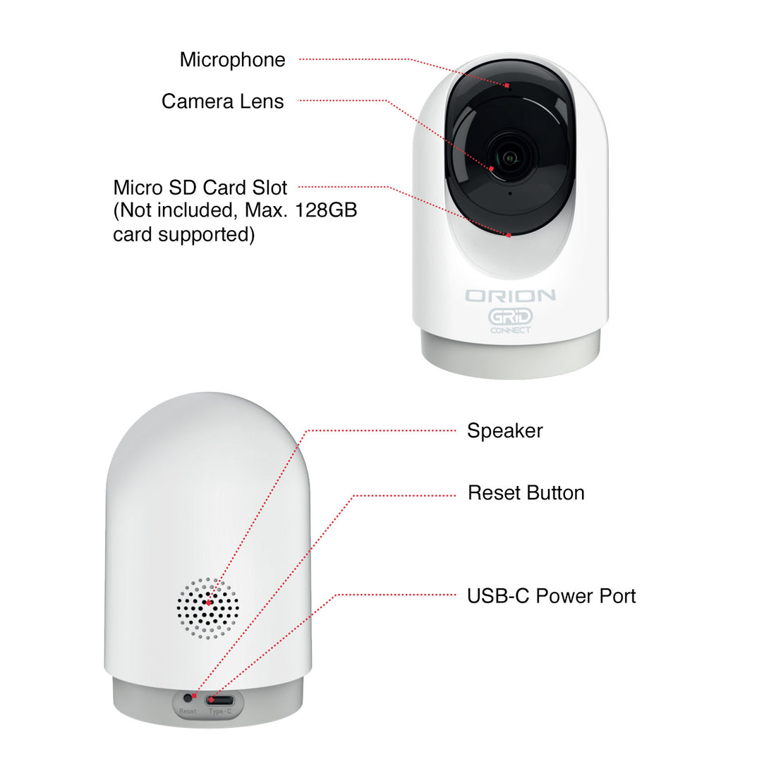 Orion Smart Wi-Fi 2K-Pro Indoor Security Camera with Pan and Tilt ...