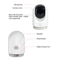 Orion 2K-Pro smart indoor pan and tilt Wi-Fi security camera, Grid Connect system