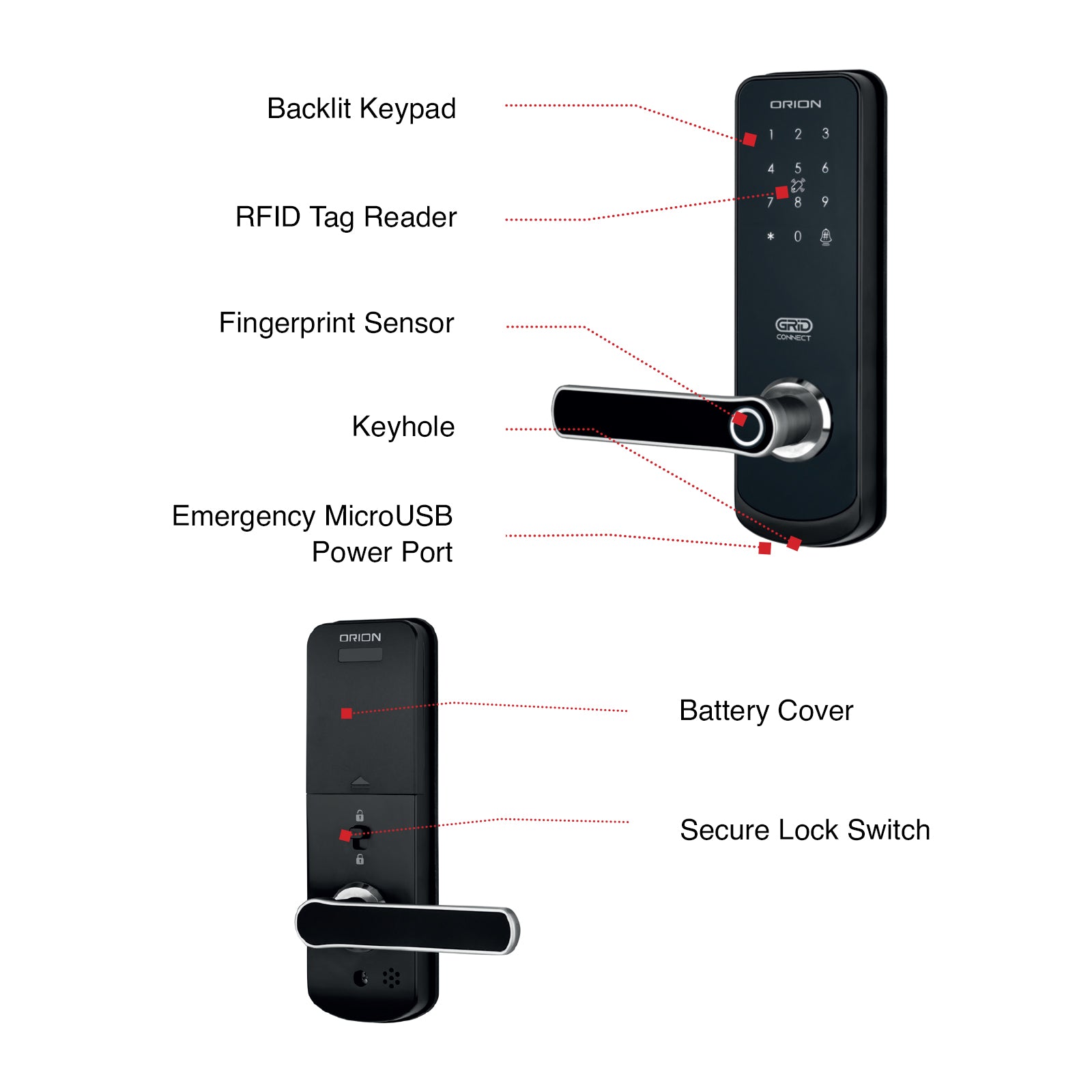 Orion Grid Connect Smart Wi-Fi Entrance Lock keyless home security