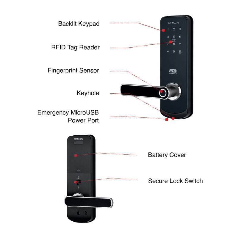 Orion Grid Connect Smart Wi-Fi Entrance Lock keyless home security