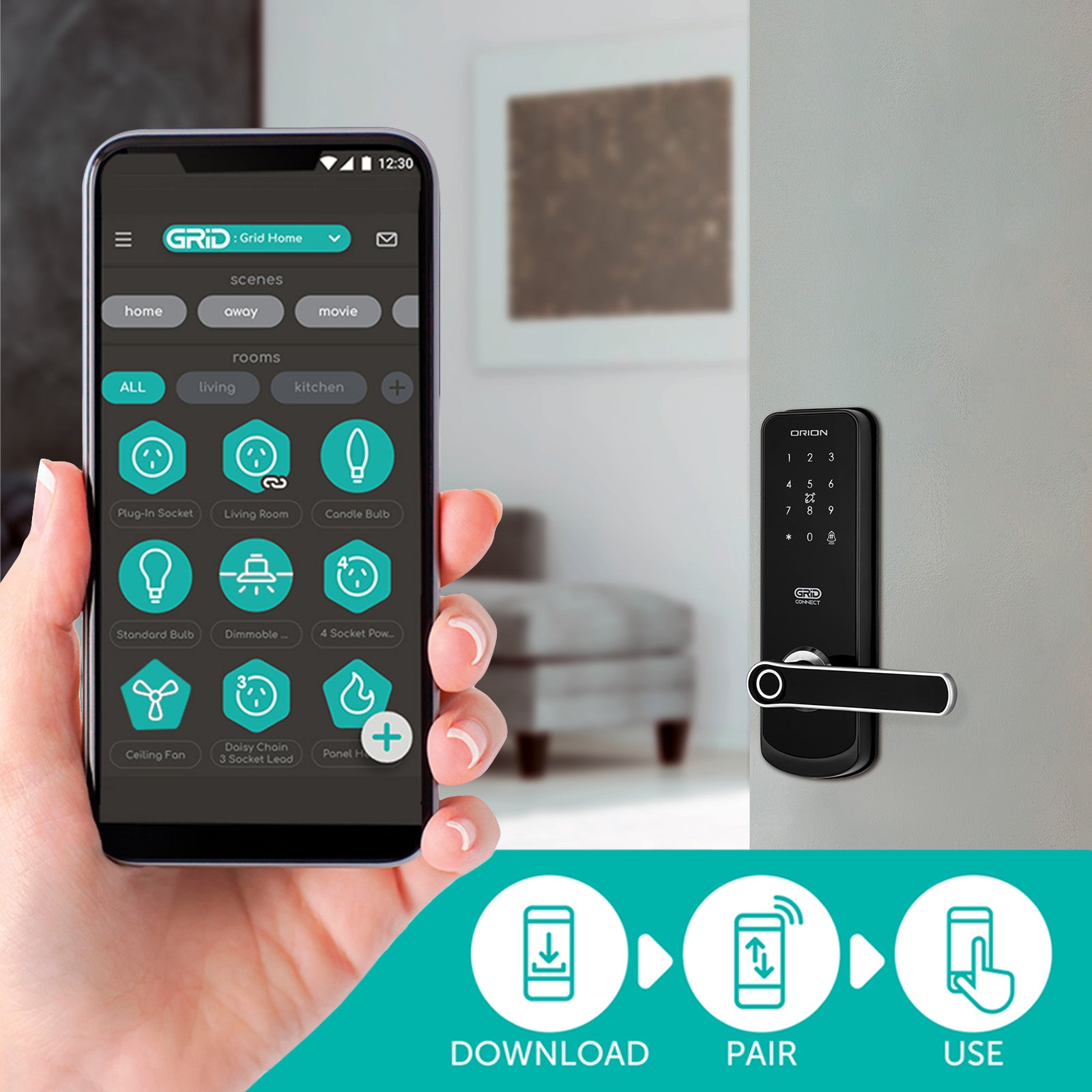 Orion Grid Connect Smart Wi-Fi Entrance Lock keyless home security