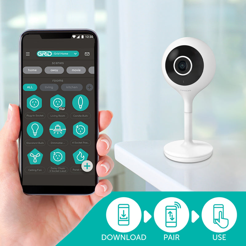 Orion indoor stationary Wi-Fi security camera, Grid Connect smart camera