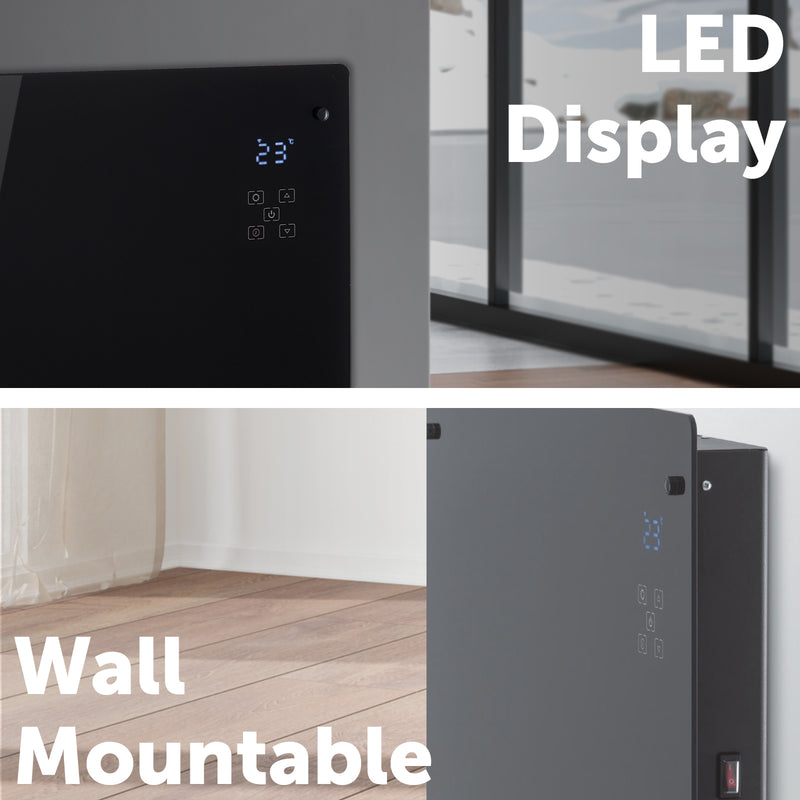 Arlec 2200W Black Grid Connect Smart Glass Panel Heater