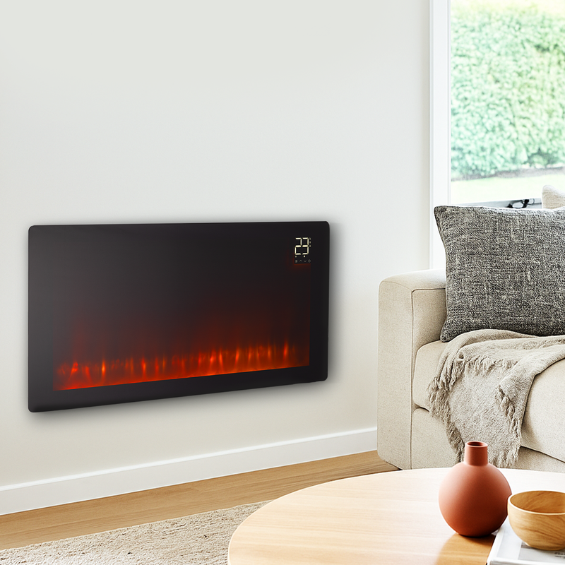 Arlec 2400W Smart Grid Connect Glass Panel Heater With Flame Effect
