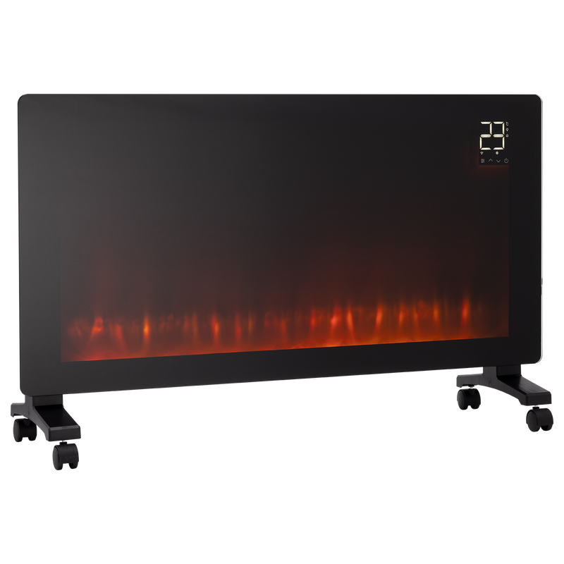 Arlec 2400W Smart Grid Connect Glass Panel Heater With Flame Effect