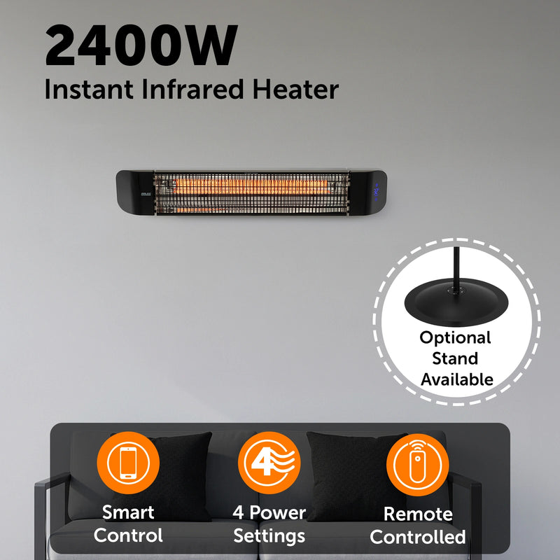 Arlec 2400W Black Smart Grid Connect Infrared Strip Heater