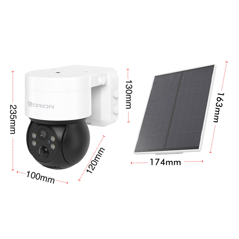 Orion Smart WiFi Rechargeable 2K PTZ 3W Solar Security Camera