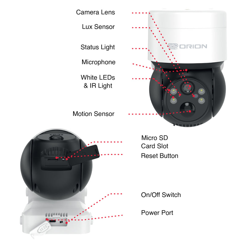 Orion Smart WiFi Rechargeable 2K PTZ 3W Solar Security Camera