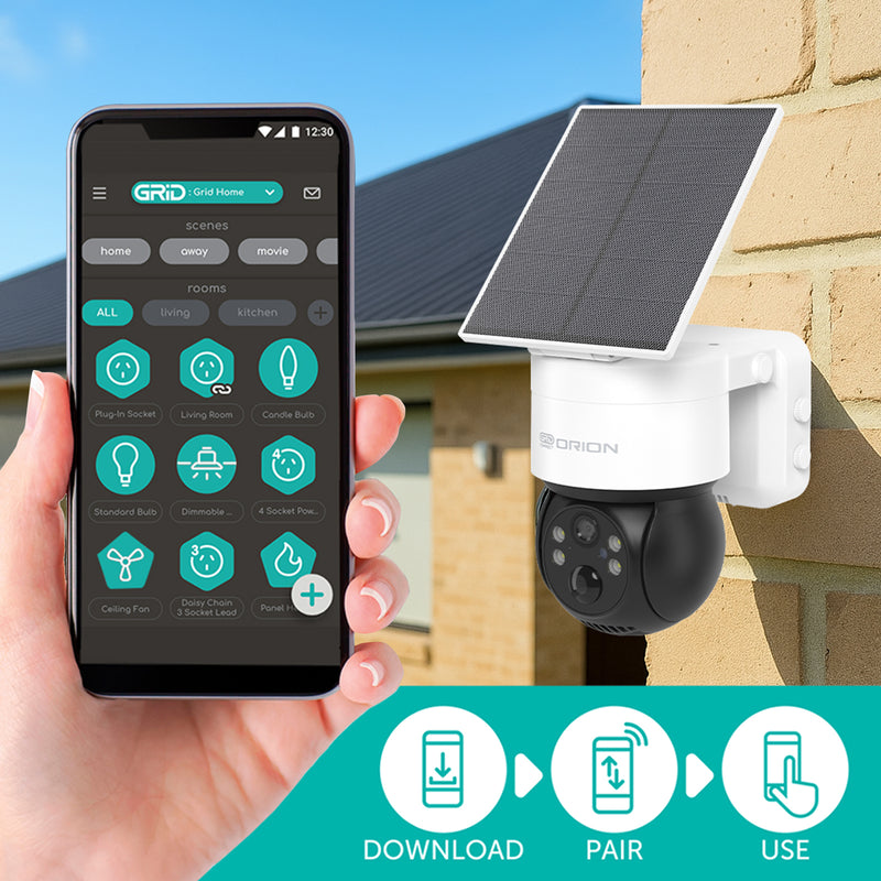 Orion Smart WiFi Rechargeable 2K PTZ 3W Solar Security Camera