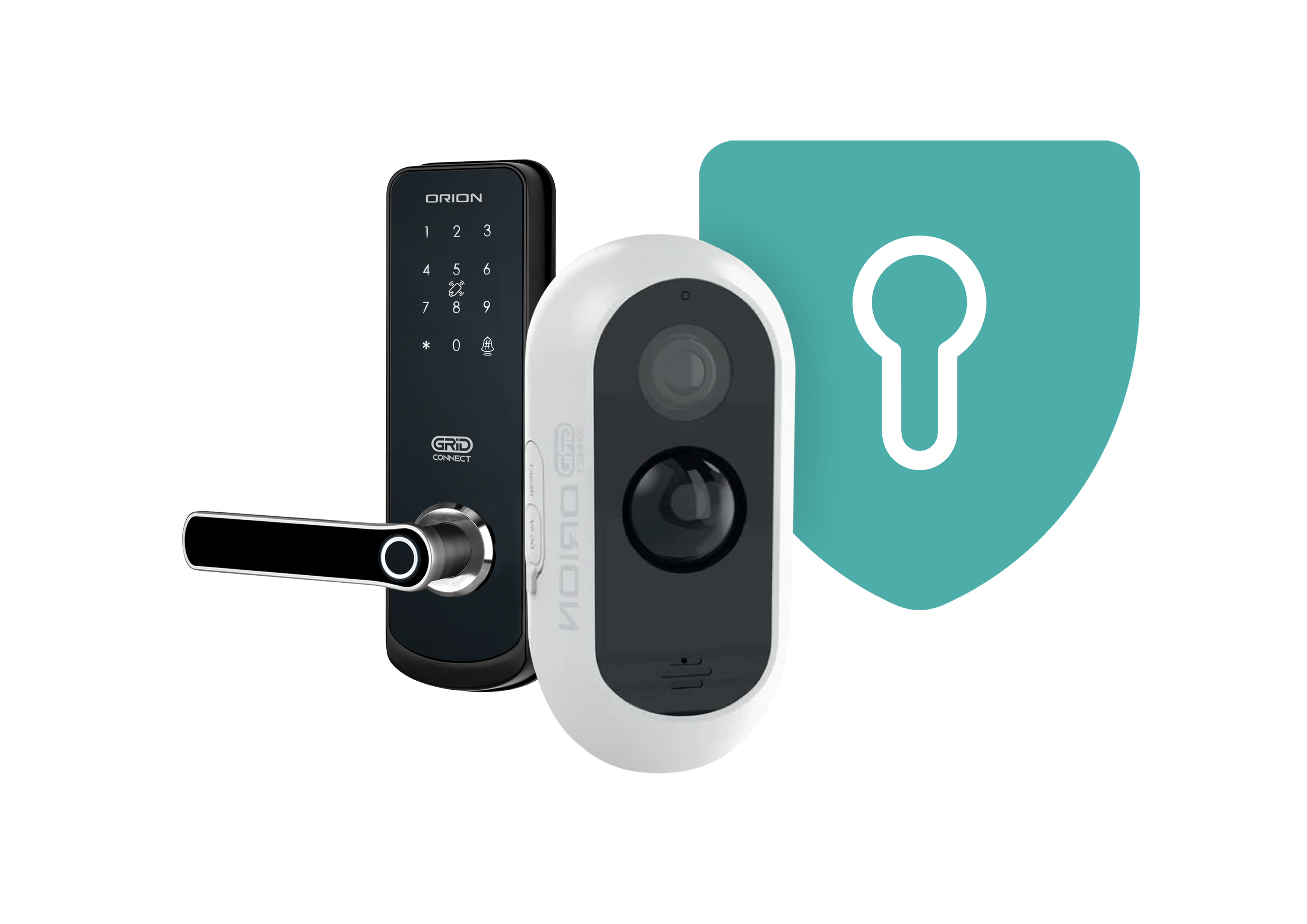 Security Icon – smart home security logo, Wi-Fi protection, Grid Connect app, Google Assistant & Alexa compatible
