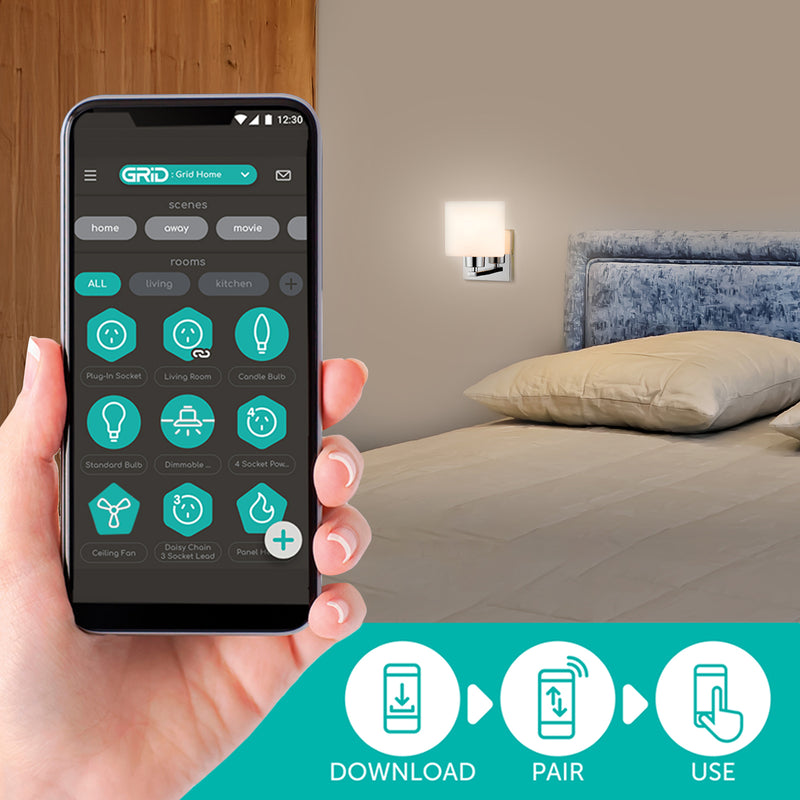 Verve Design Grid Connect Smart 40W Interior Wall Light with Smart LED Globe