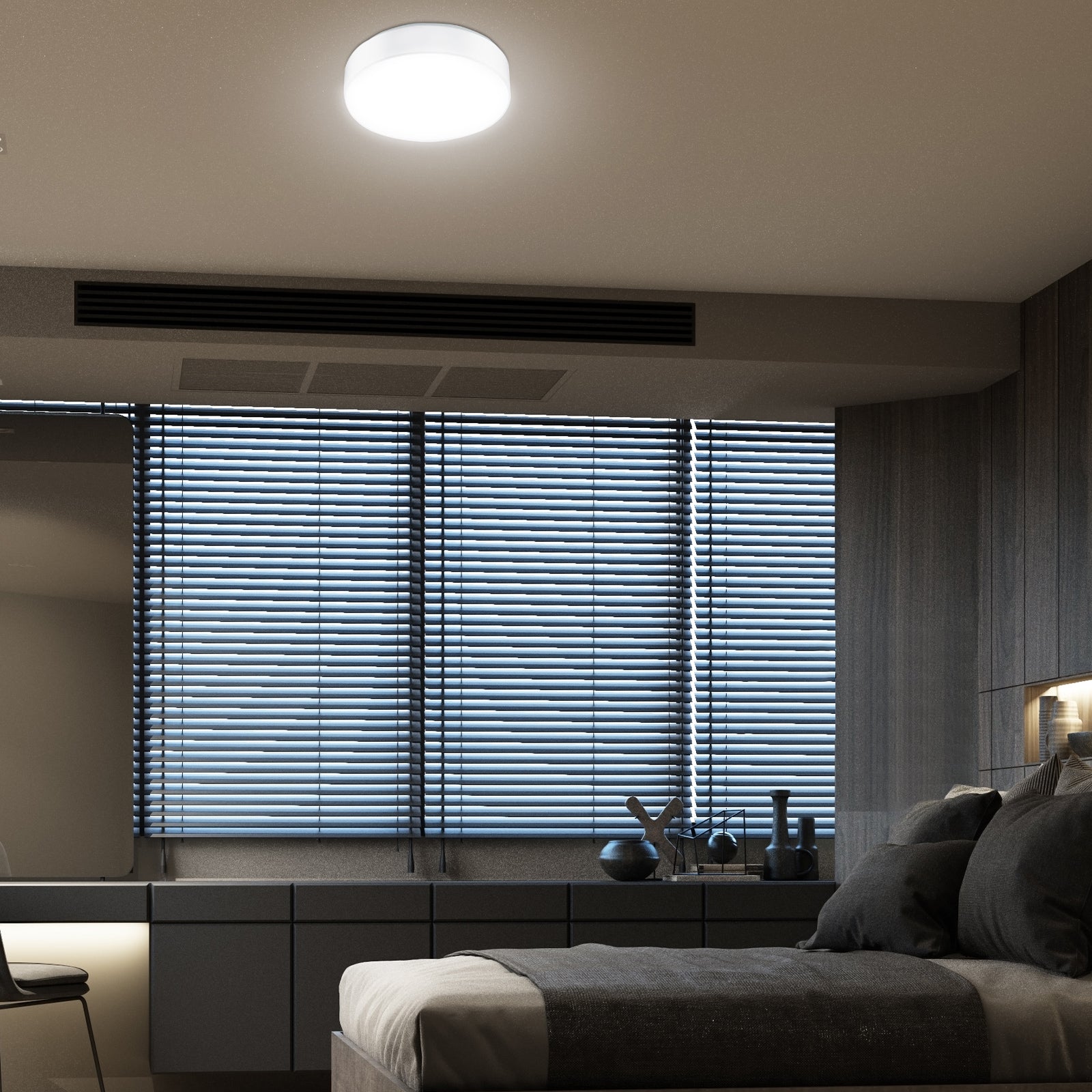 Verve Design Grid Connect Smart 24W LED Fabric Shade Ceiling Light – White