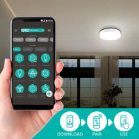 Verve Design Grid Connect Smart 24W LED Fabric Shade Ceiling Light – White