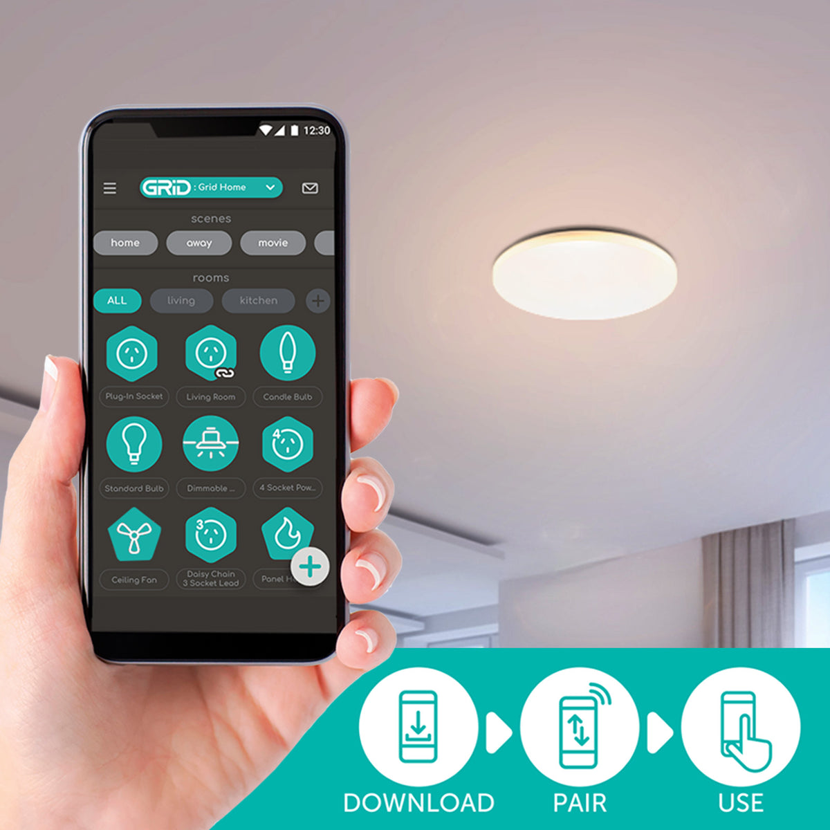 Verve Design Grid Connect Smart 36W LED Hana Ceiling Light