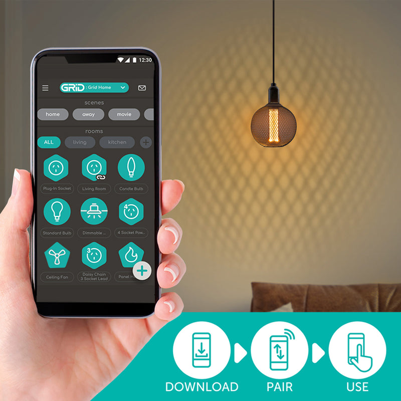 Verve Design Grid Connect Smart Black Mesh E27 120lm Decorative LED 4W Globe