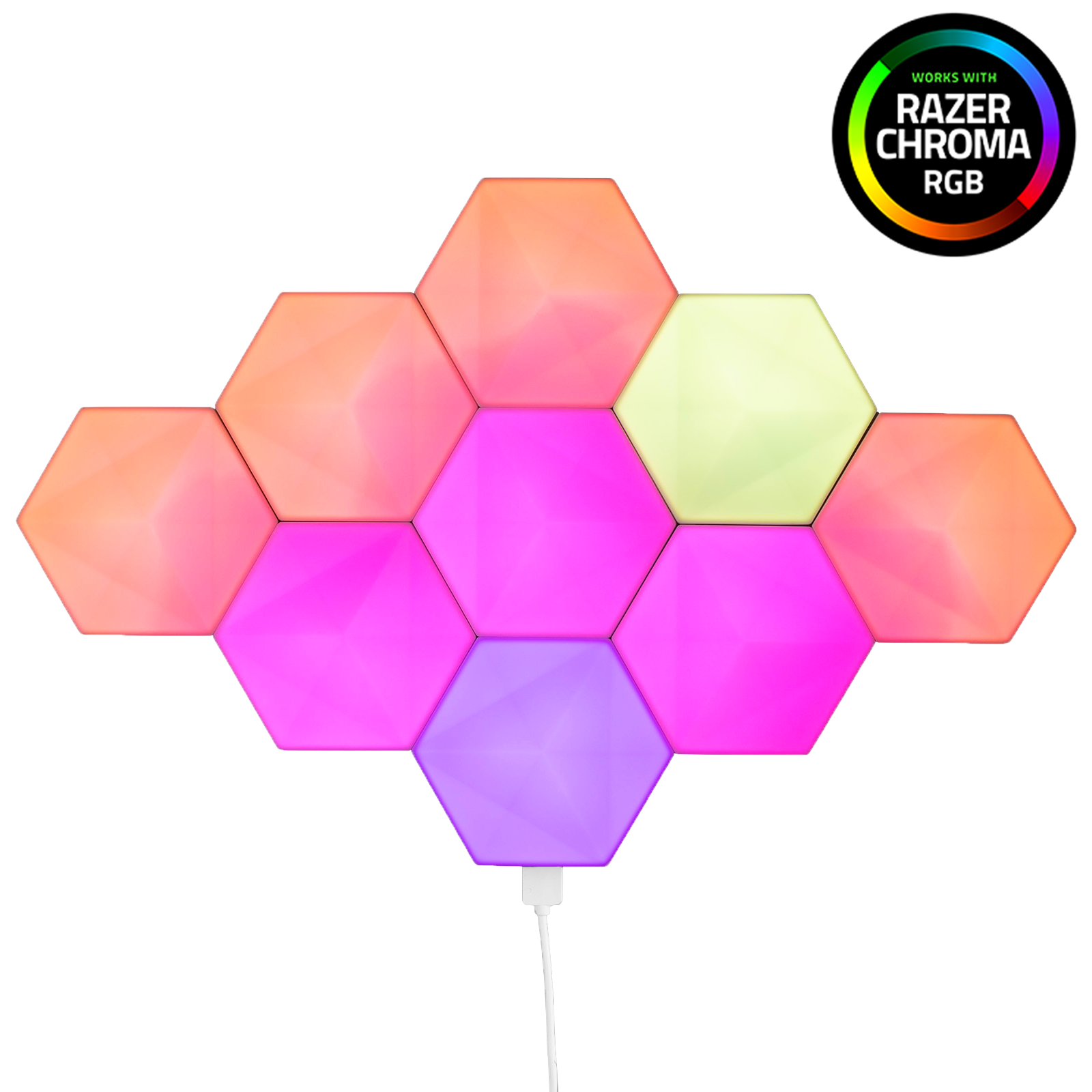 Arlec Grid Connect Smart Modular Hexagon Lights 9-Piece with Razer Chroma