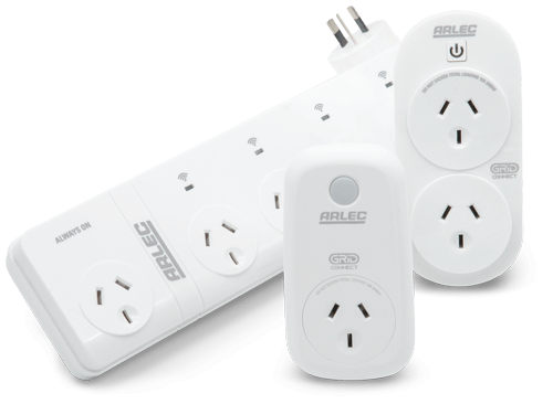 Single and double socket smart adaptors and smart powerboards, available at Bunnings